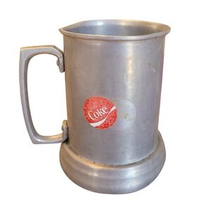 Vintage Aluminum Tankard Mug Enjoy Coke Sticker Soda Beer Glass Bottom Stien Cup